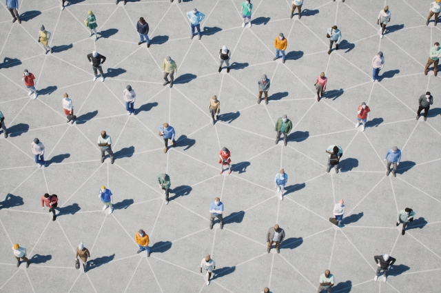 Socially distanced crowd