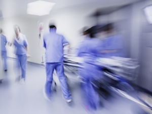 Blurred image of emergency room action