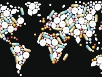 World map made out of drugs