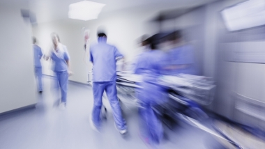 Blurred image of emergency room action