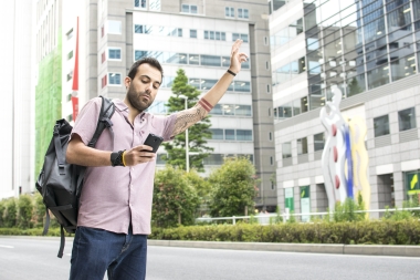 Man hailing ride