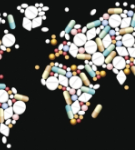 World map made out of drugs