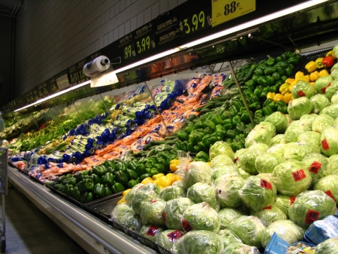 Supermarket vegetable aisle