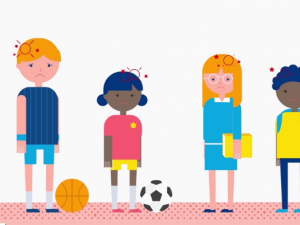 Cartoons of several students with bubbles around their heads indicating mental fog